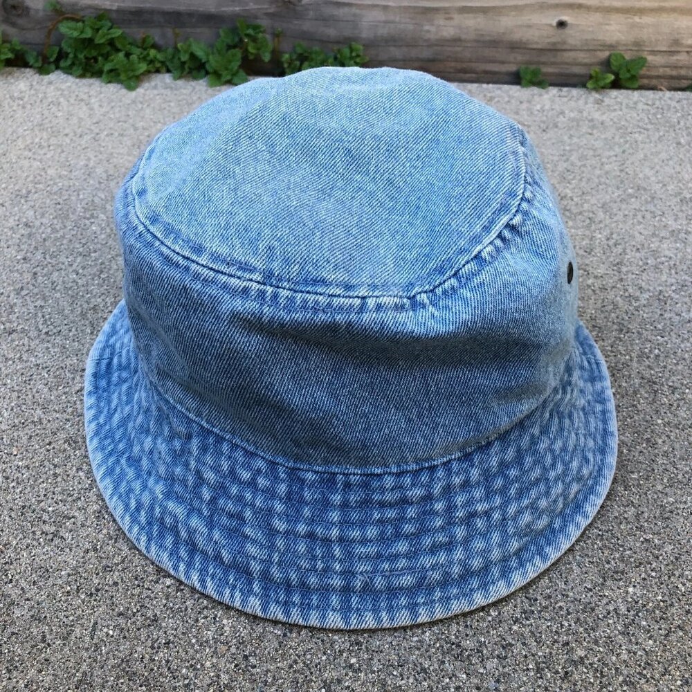 NEWHATTAN Denim Bucket Hat Women's S/M Blue Packable Cap 100% Cotton